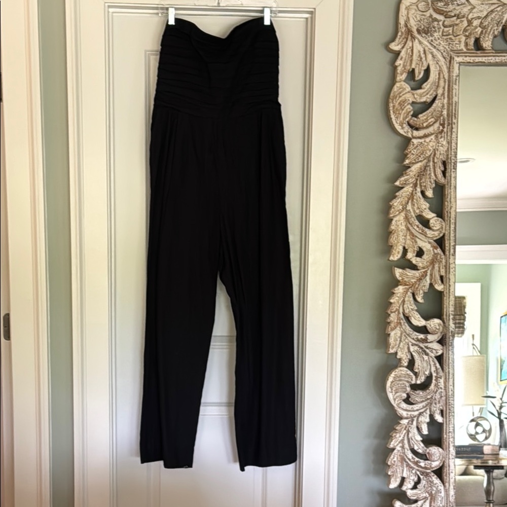 Abercrombie & Fitch Black Strapless Jumpsuit with Relaxed Fit